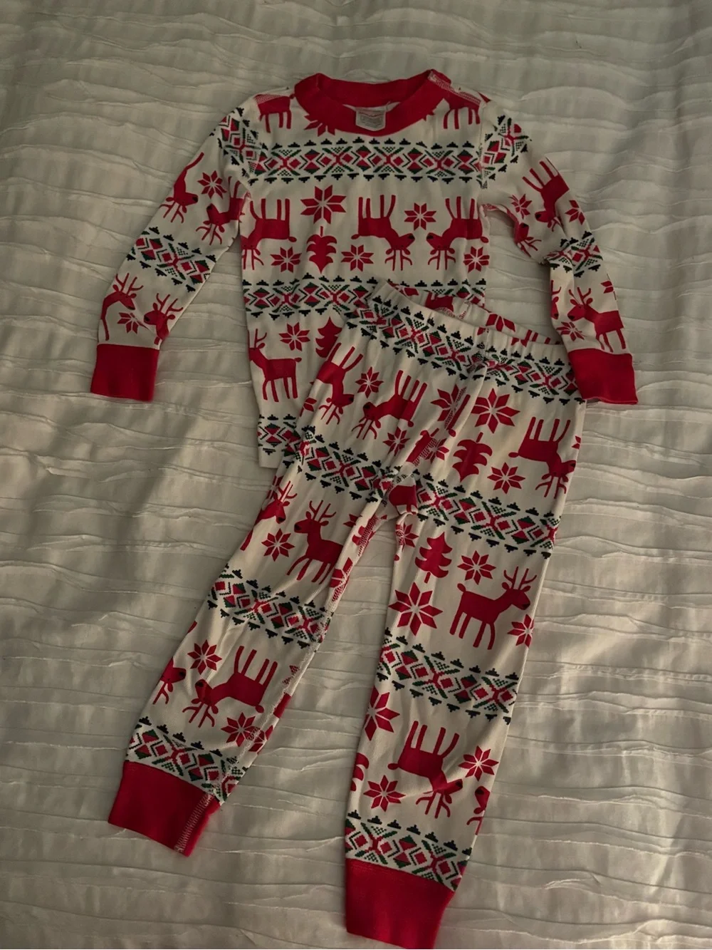 Hanna Andersson Red and White Reindeer Holiday Pajama Set